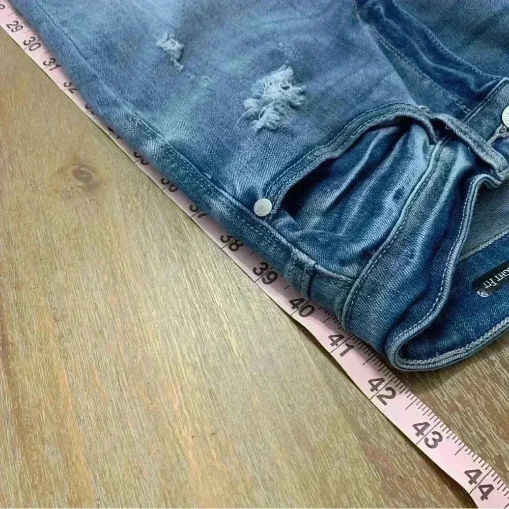 Judy Blue Slim Fit Destroyed Hem Straight Leg Denim 7 - Picture 11 of 15
